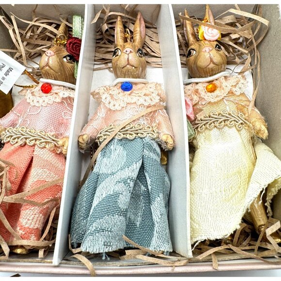 Katherines Collection Keepsake Bunny Ornaments Set Of 6 NOS In Original Box Vtg - Picture 2 of 16